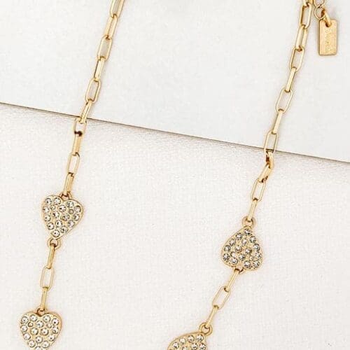Envy Short Necklace with Diamante Hearts