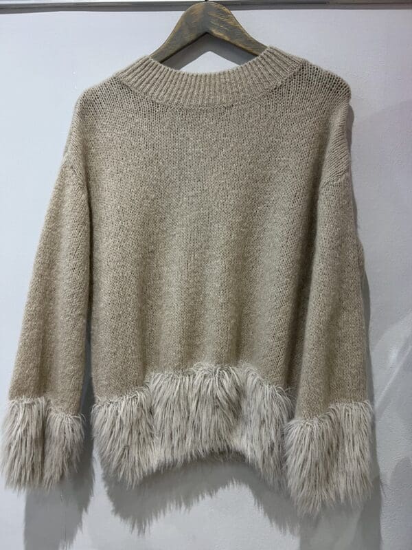 Crew Neck Feather Detail Knit