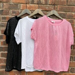 Sequin Front Tee Top with Jersey back