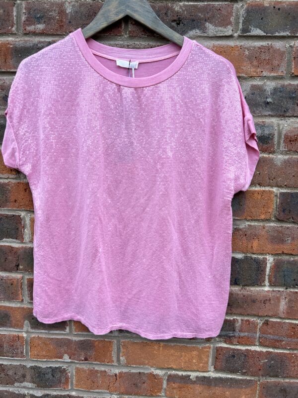Sequin Front Tee Top with Jersey back