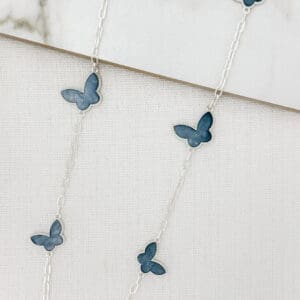 Envy Butterfly Silver Long Necklace