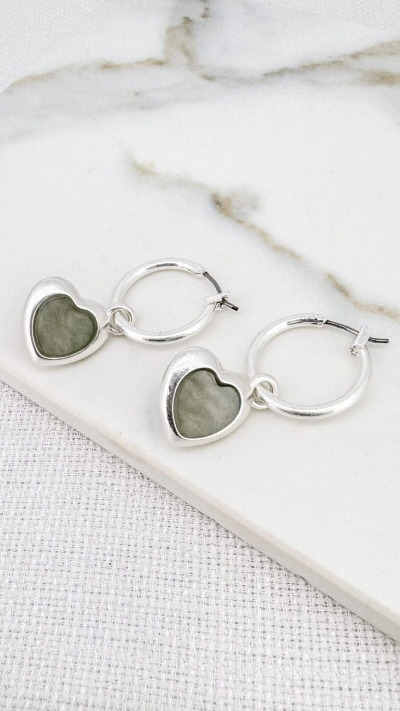 Envy Silver Grey Heart Earring