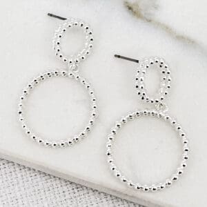 Envy Silver Beaded circle earrings