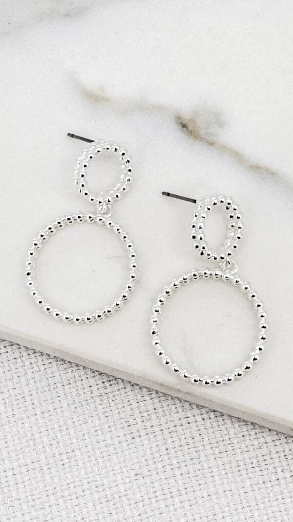 Envy Silver Beaded circle earrings