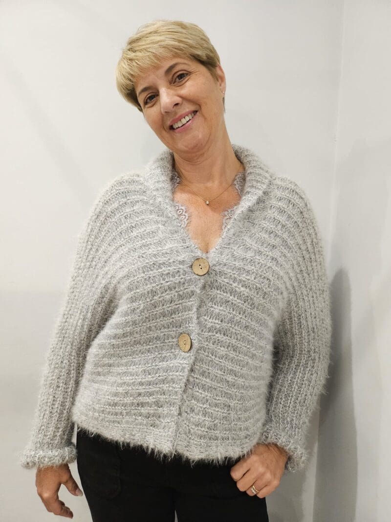 Cosy Fluffy Rib Shawl Collar Cardy