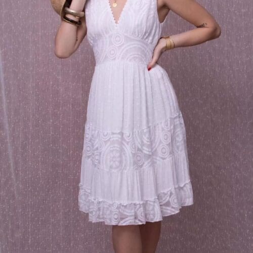 Nadine Lace Embroidery Short Sleeveless Dress