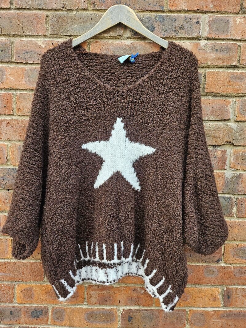 Star Motif contrast stitch detail boucle knit