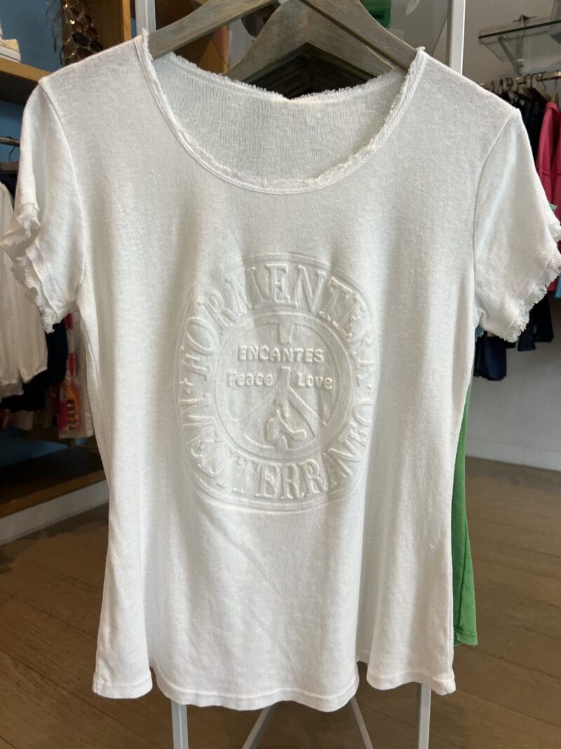 Casual WASHED EMBOSSED FRONT CASUAL TEE TOP