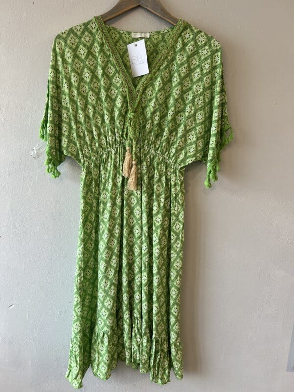 Printed Embroidered Tassel Summer Dress