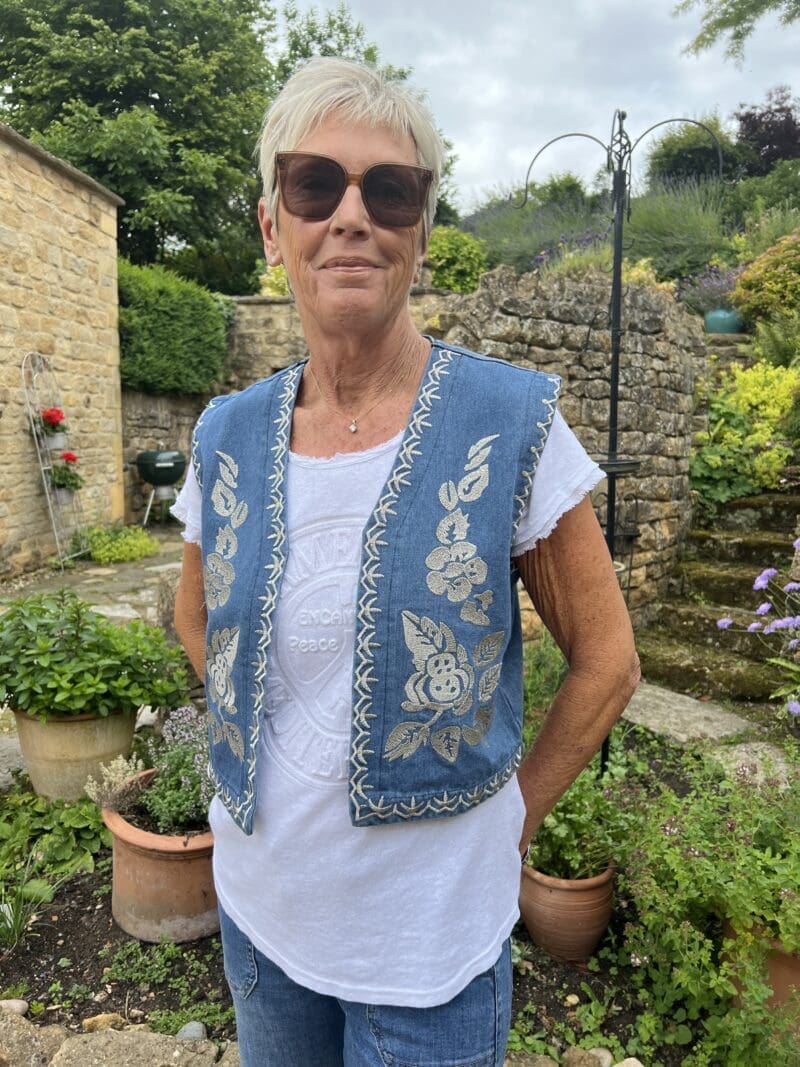 Denim Embroidered Gilet great for festival goers