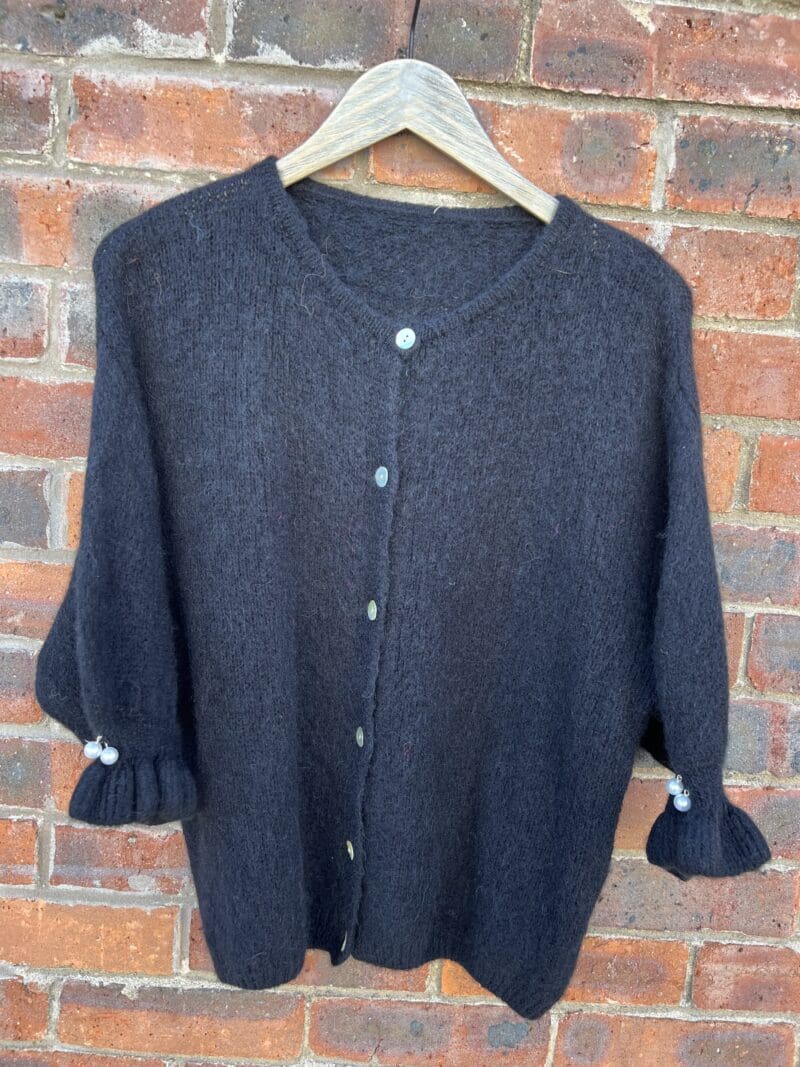 Luxe baby alpaca knit with pearl button detail