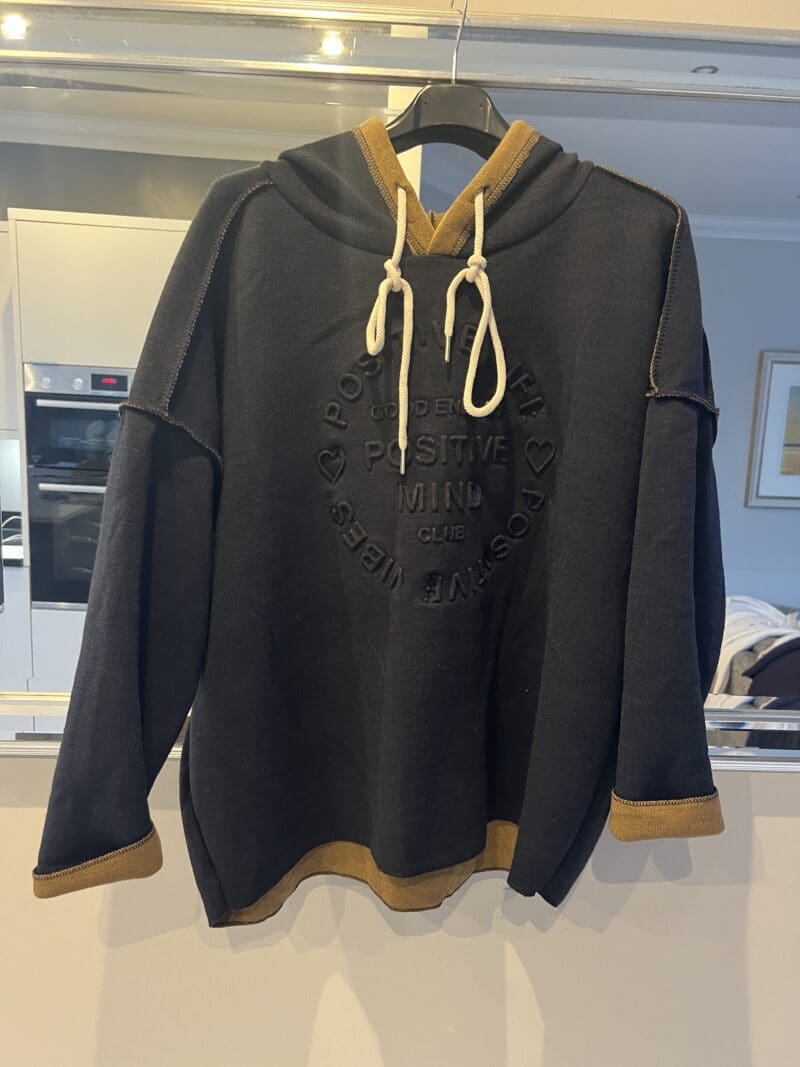 New Hoodie Sweat with contrast trims and embossed front