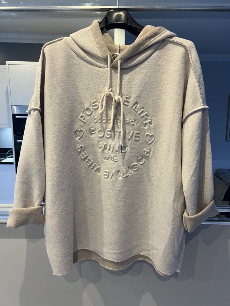 New Hoodie Sweat with contrast trims and embossed front