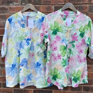 New Printed Floral Linen Top