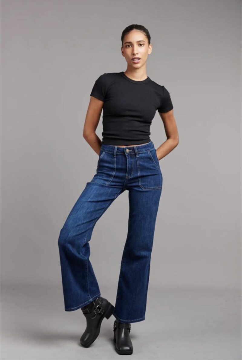 Toxic Wide Leg Jean in Dark Denim Blue Wash