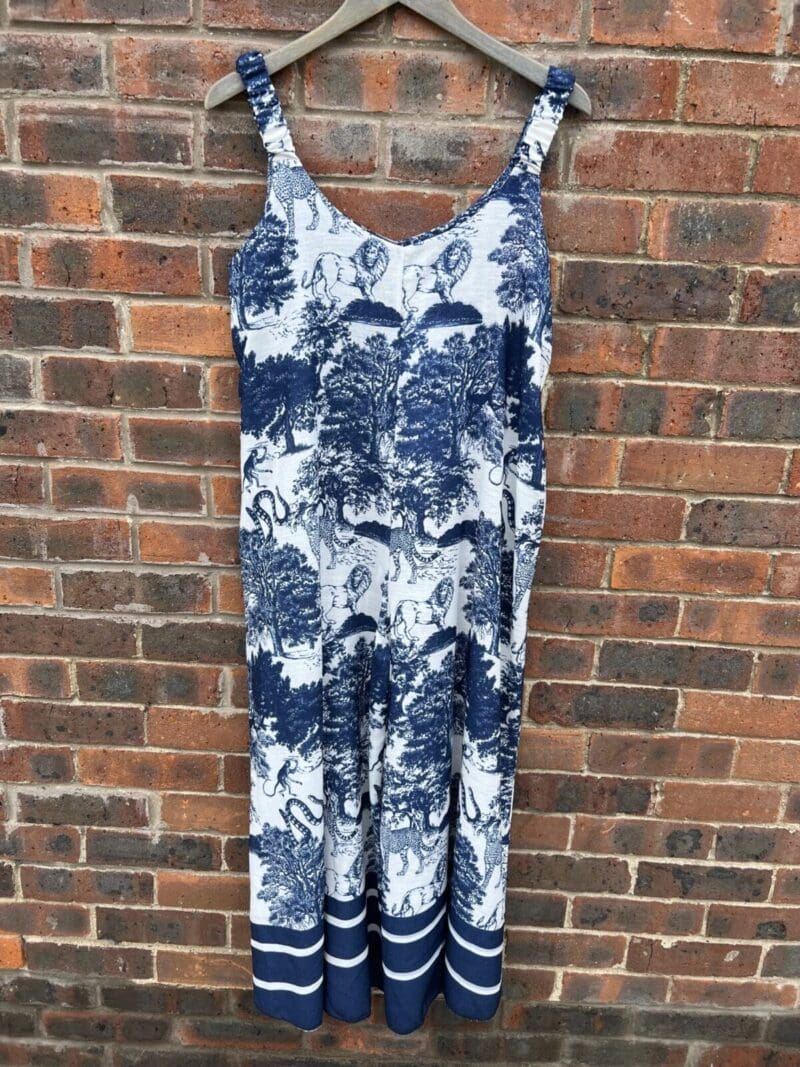 Printed Jungle Print Jumpsuit with Wide Ruched Straps