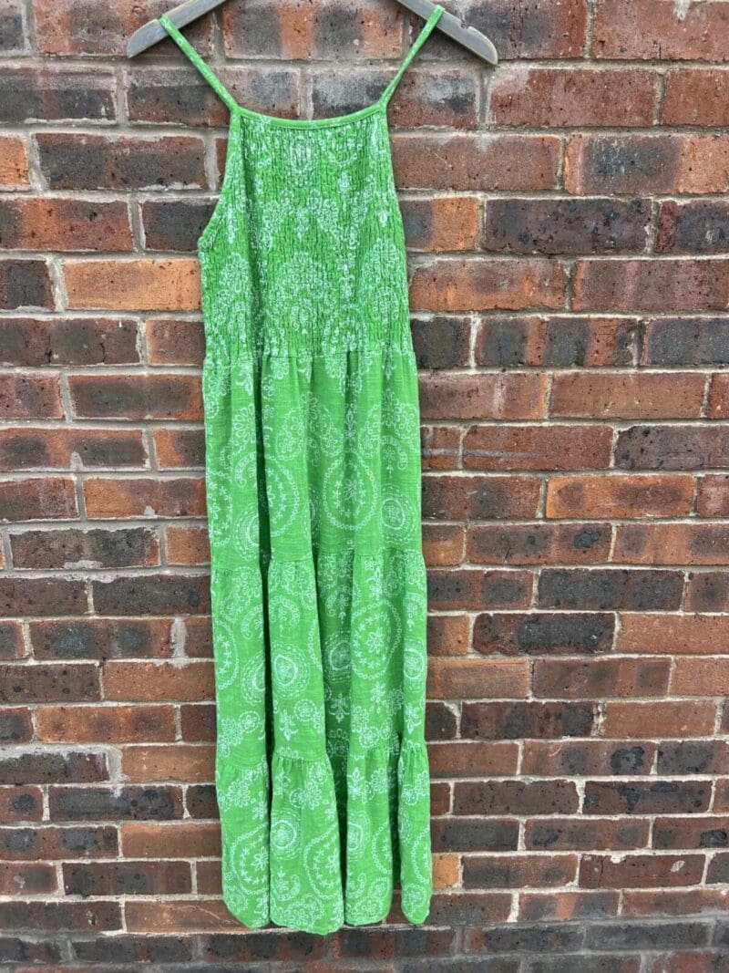 Printed Cotton Strappy Maxi Dress with Elastication