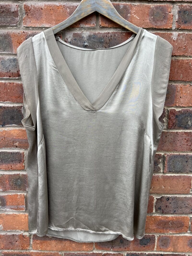 Silky Vest Top with Sheer Trims