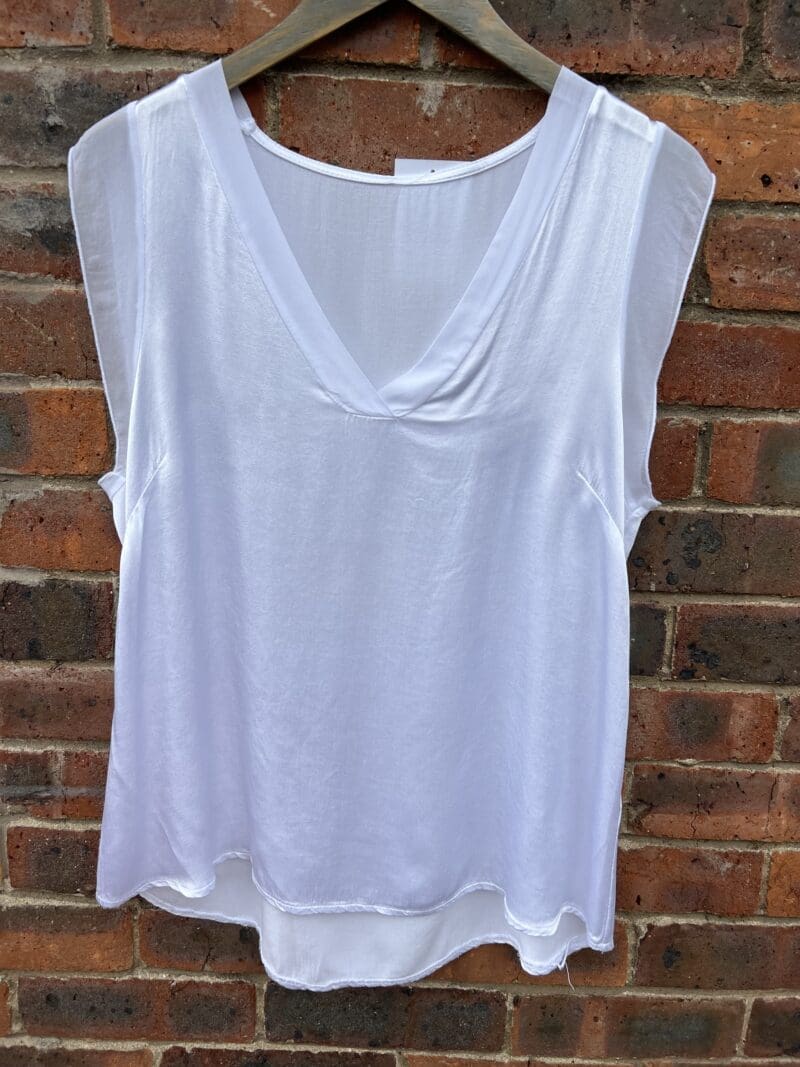 Silky Vest Top with Sheer Trims