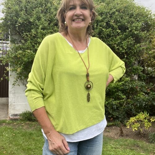 Double layer easy jersey top with necklace