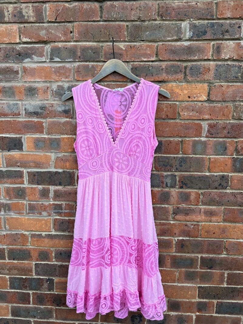 Nadine Lace Embroidery Short Sleeveless Dress