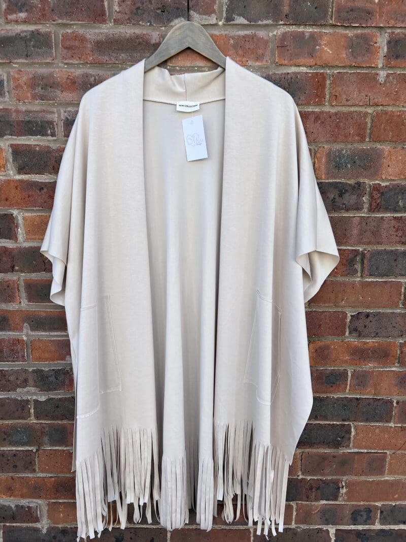 easy jersey poncho with fringe detail