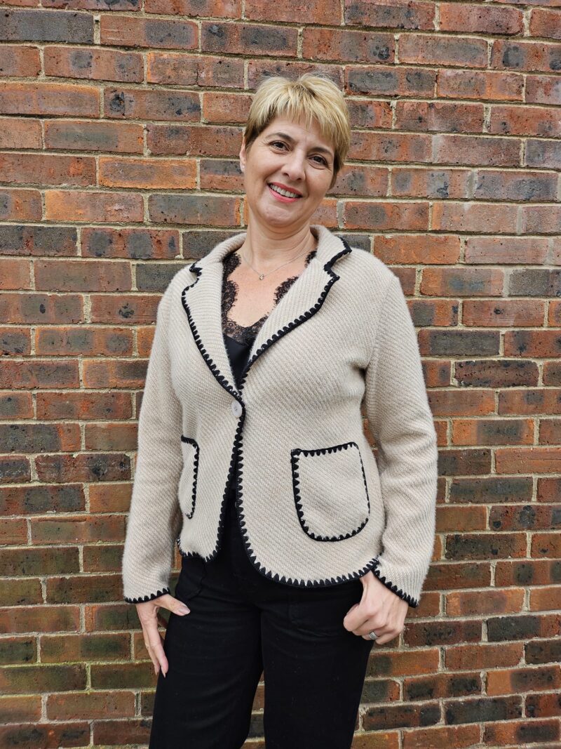 Luxe Knitted Blazer with Contrast Trim