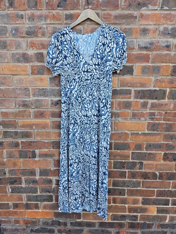 Button Detail elasticated back Printed Maxi Dress