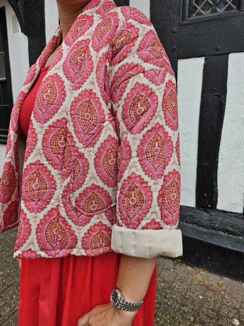 Quilted Printed Jacket with shawl collar