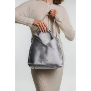Every Other Silver Slouch Bag with Bag inside