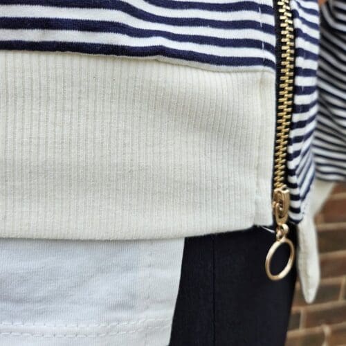 New Casual Stripe Easy Sweat with Zip Detail