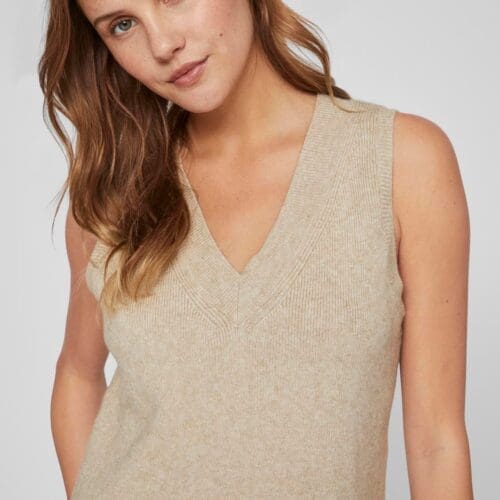 Vila Viril knit Rib V Neck S/L Vest