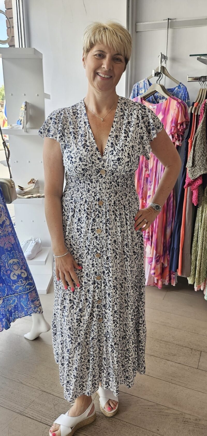 Maisie Button Front Printed Dress