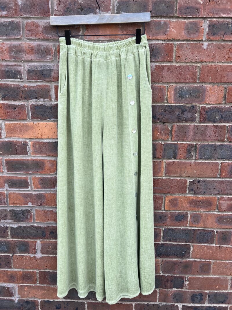 Linen Mix Button Detail Pant