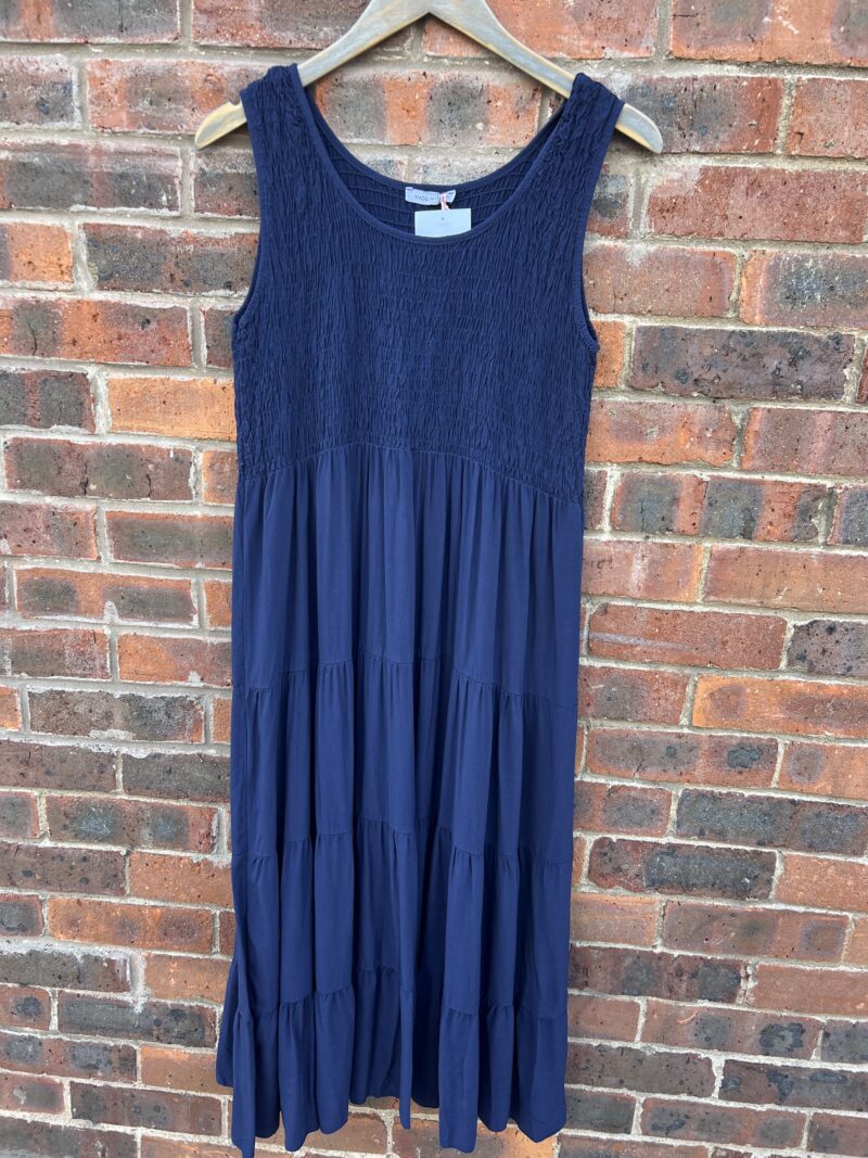 Easy Ruched Sleeveless Tiered Maxi Dress