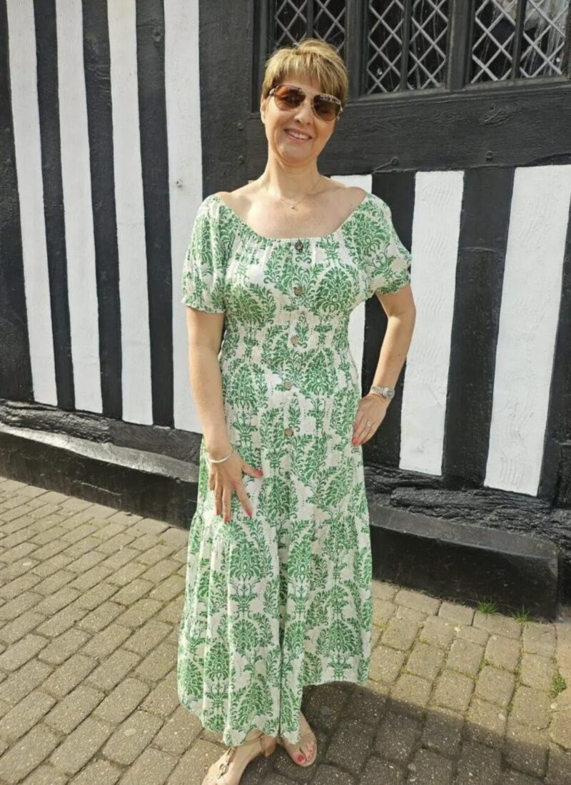 Millie Button Front Printed Tiered Floral Dress
