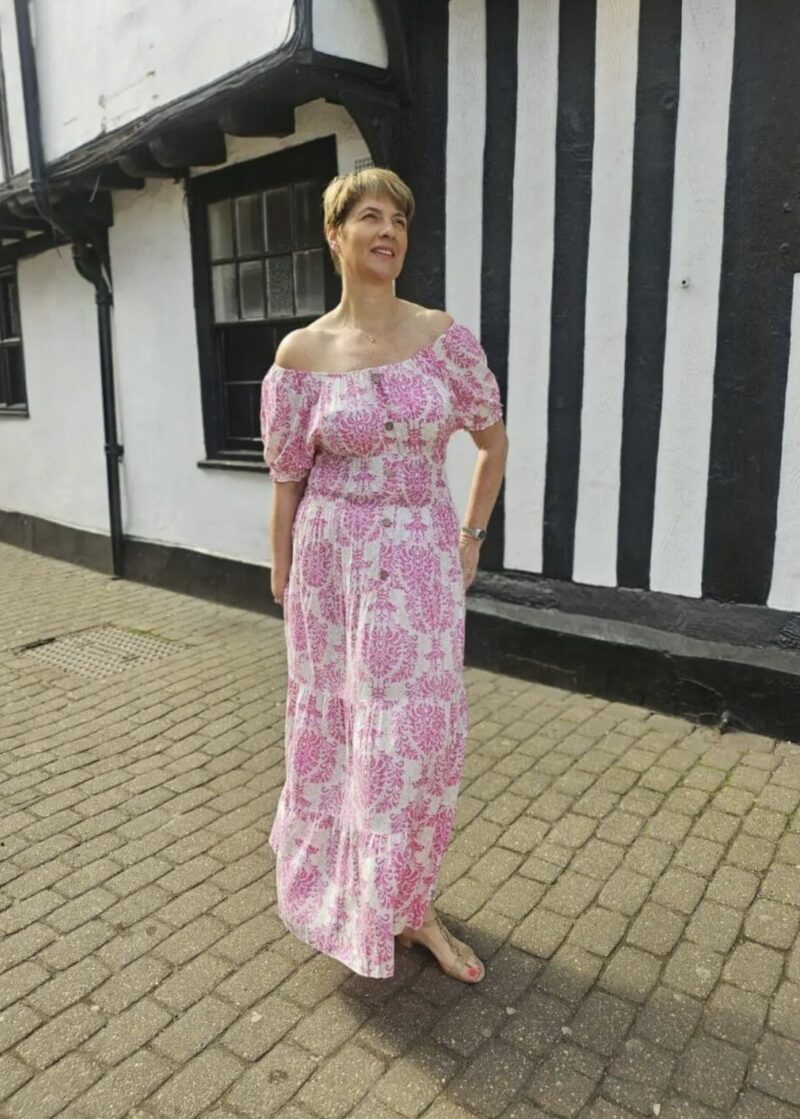 Millie Button Front Printed Tiered Floral Dress