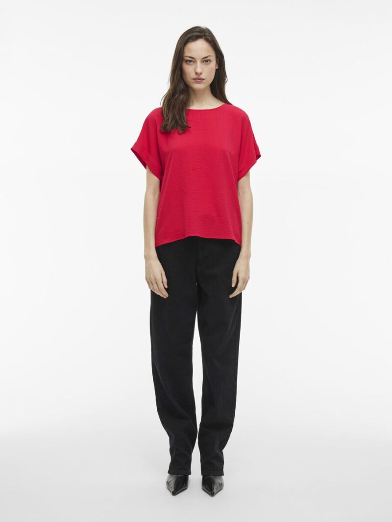 Vila Vijosa SS Crinkle Woven Top