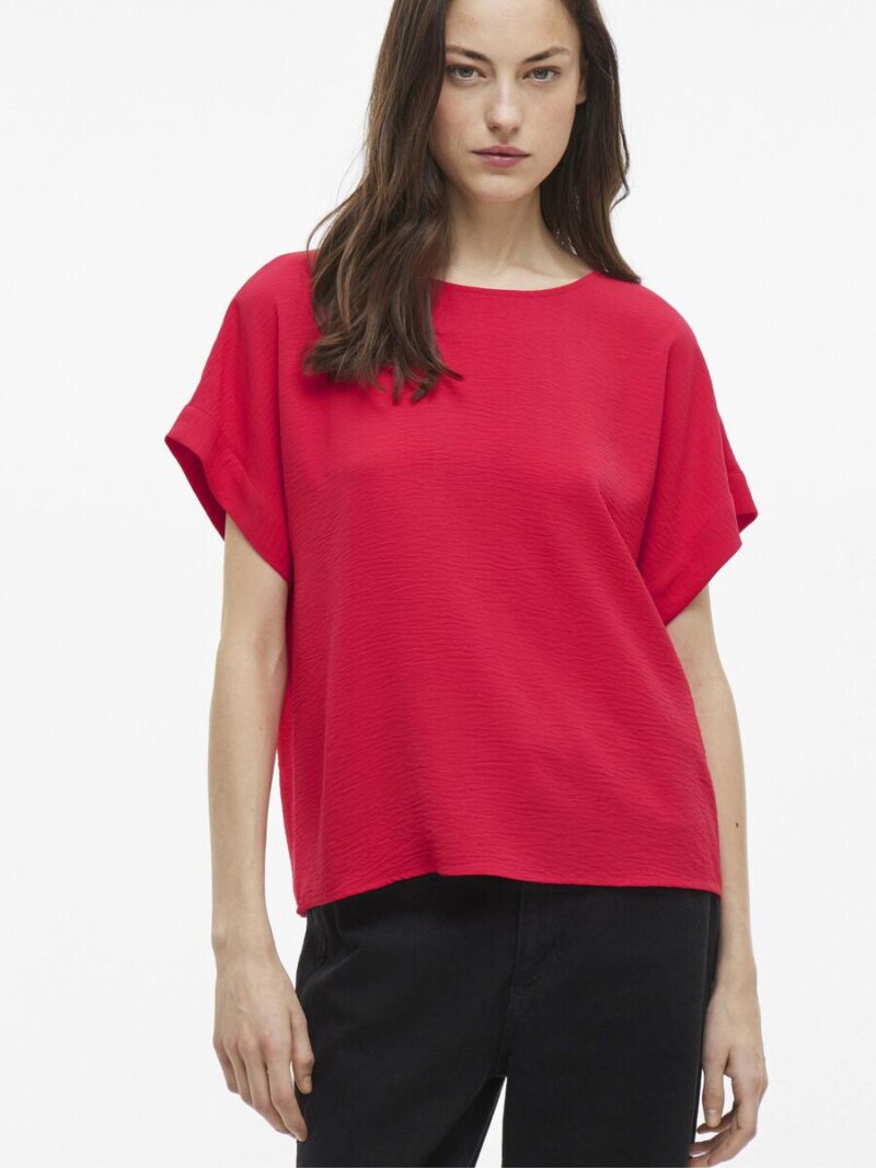Vila Vijosa SS Crinkle Woven Top