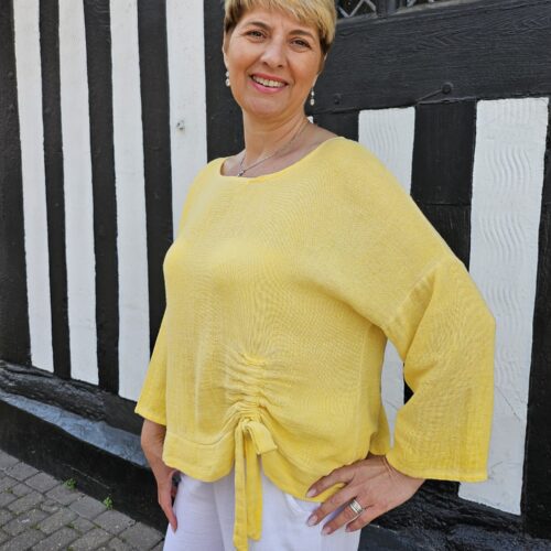 Linen Mix Ruched Top