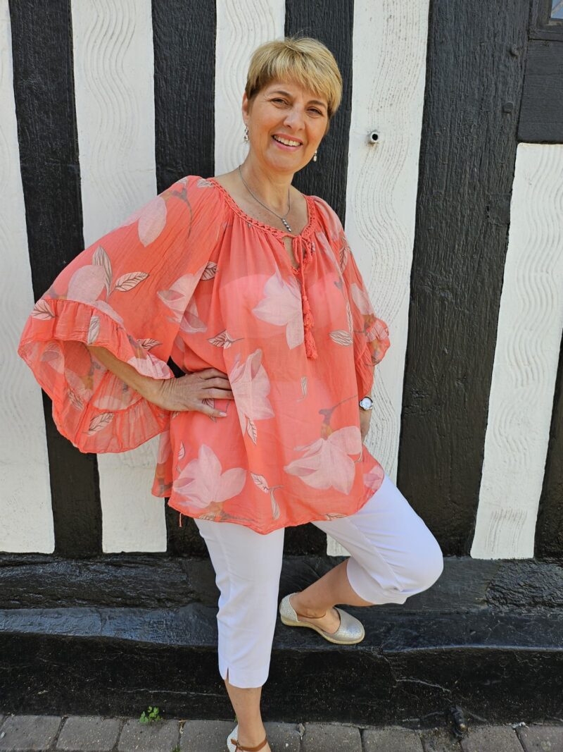 Boho Printed Floral Cotton Easy Top