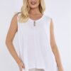 Linen Mix 3 Button Vest Top