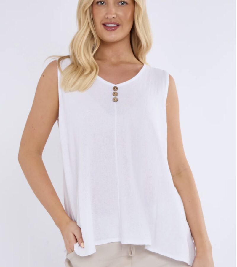 Linen Mix 3 Button Vest Top