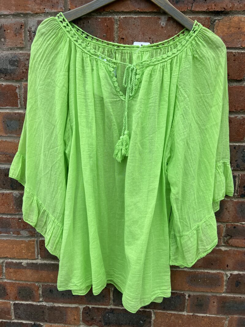 Boho Easy Plain Cotton Top with Ties
