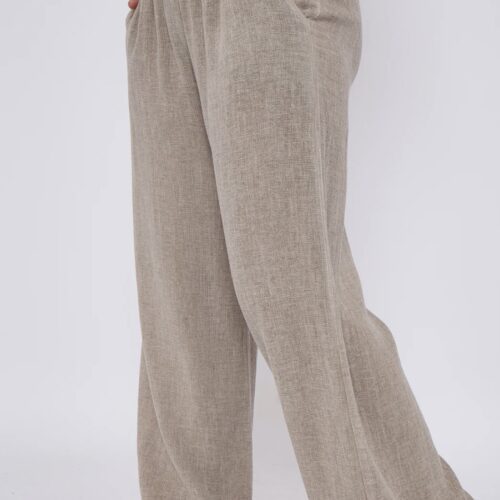 Linen Mix elasticated waist trouser with pockets