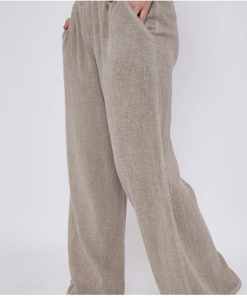 Linen Mix elasticated waist trouser with pockets