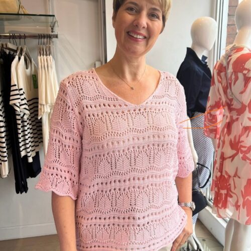 crochet v neck knit