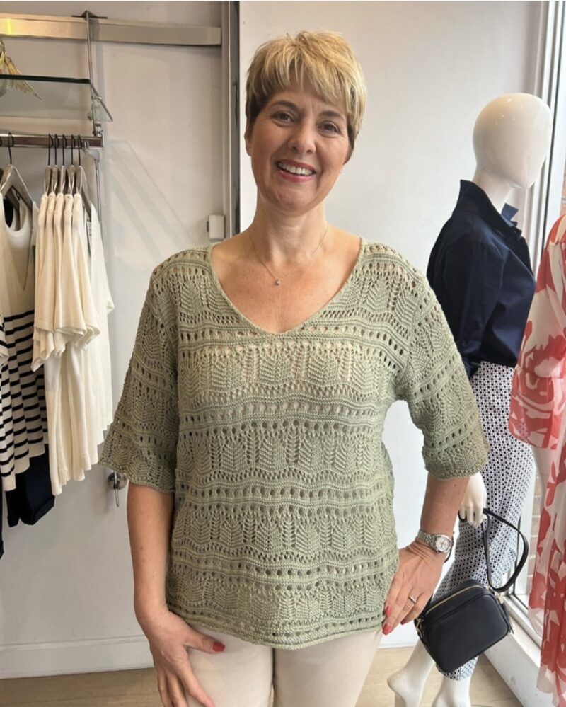 crochet v neck knit