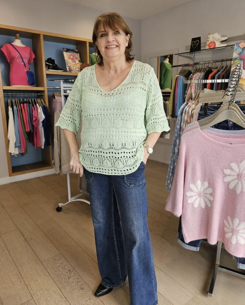 crochet v neck knit