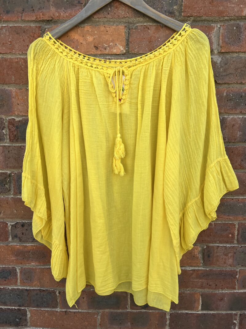 Boho Easy Plain Cotton Top with Ties
